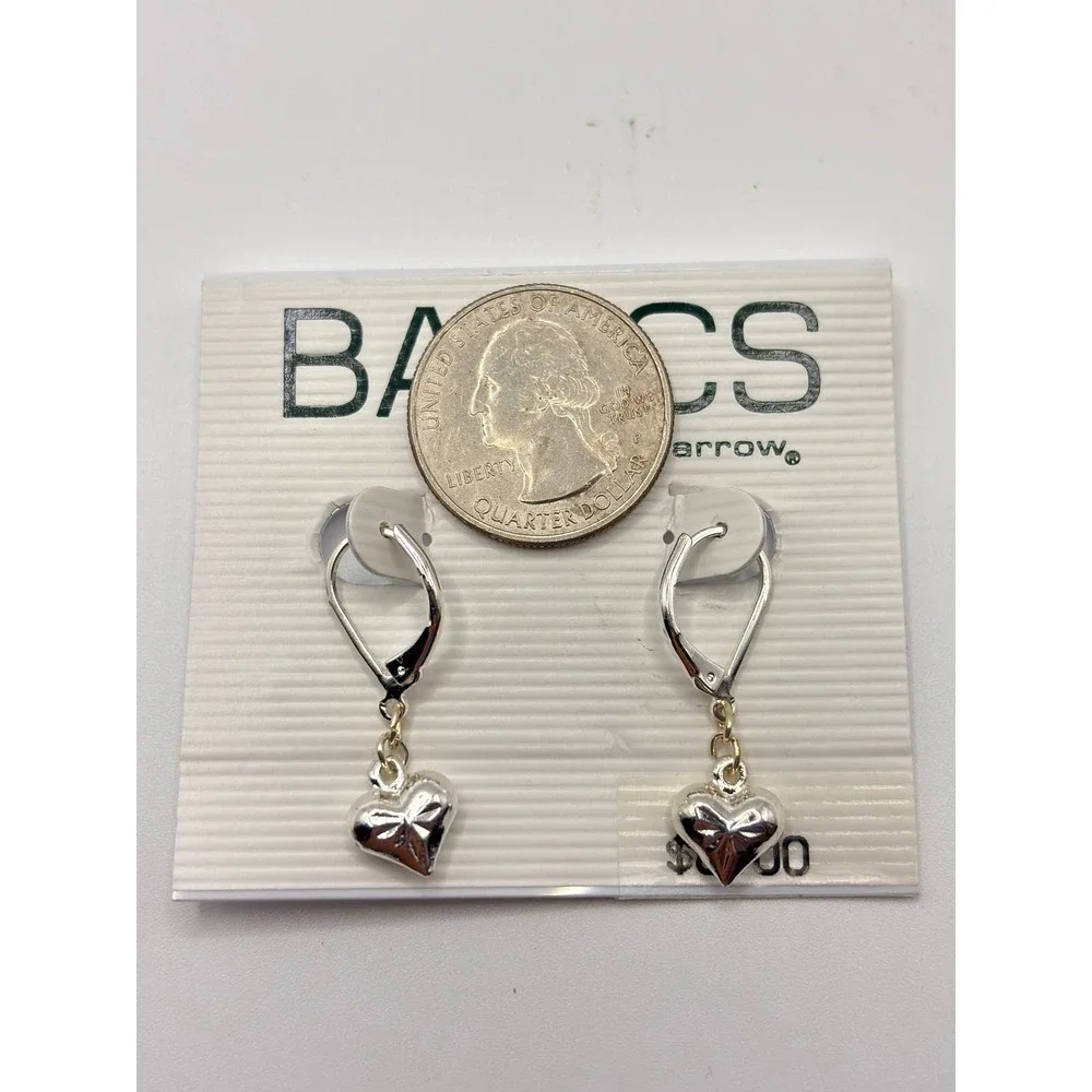 Croft & Barrow‎ Basics Silver Tone Puffed Heart Leverback Drop Earrings New